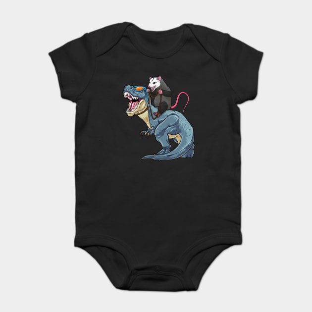Opossum Outrider: Dino-Riding Daredevil Baby Bodysuit by GoshWow®